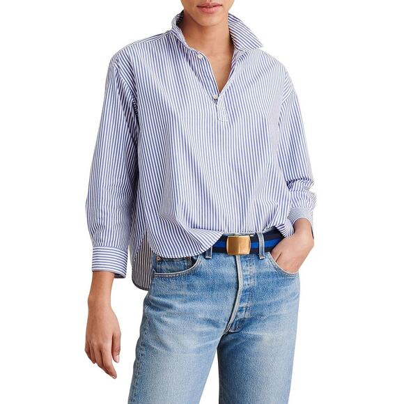 Mizzen + Main Leeward Classic Fit Pinstripe Button-Up Women's Shirt - Size XXL - Picture 1 of 10